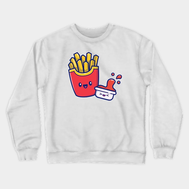 Cute French Fries With Sauce Crewneck Sweatshirt by Catalyst Labs